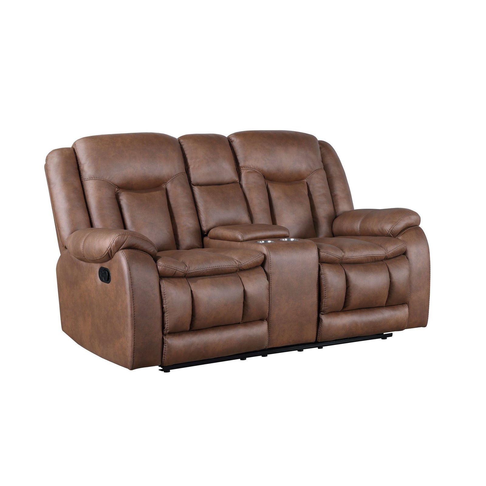 Morello  Console Loveseat W/ Dual Recliners-Brown