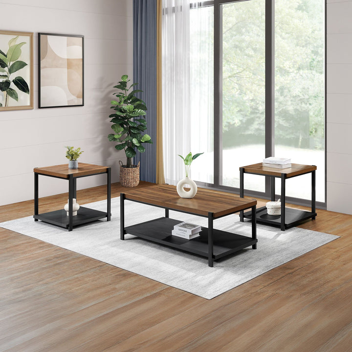 Linea 3 Pc Occasional Set- 1 Coffee &amp; 2 End Tables-Brown