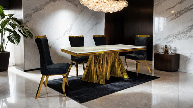 Basilicata 7 Pc Dining Table Set, Gold - view 2