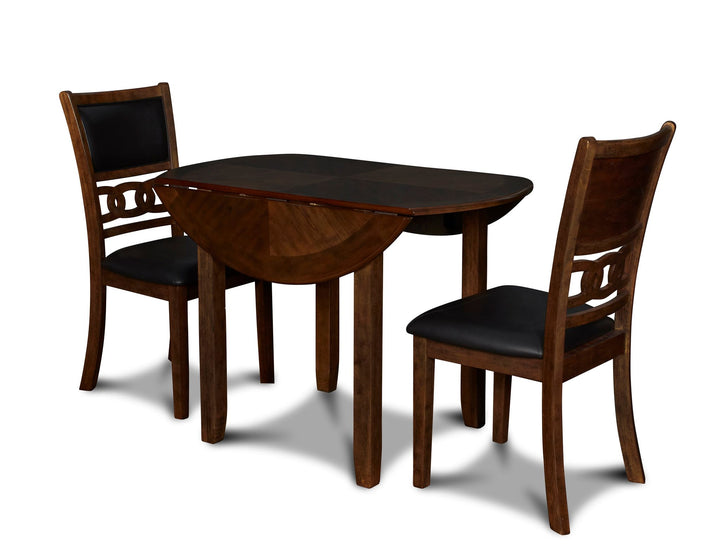 Gia 3 Pc 42" Drop Leaf Dining Table &amp; 2 Chairs-Brown