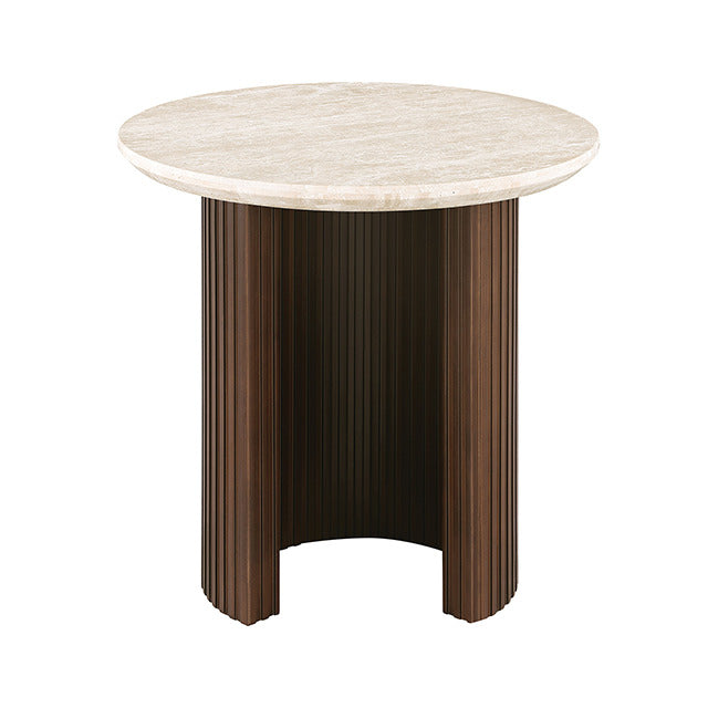 Alvik End Round Table, Light Beige/Walnut - view 2