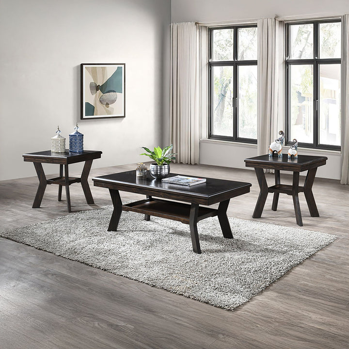 Gia 3 Piece Occasional Set- 1 Coffee &amp; 2 End Tables-Brown