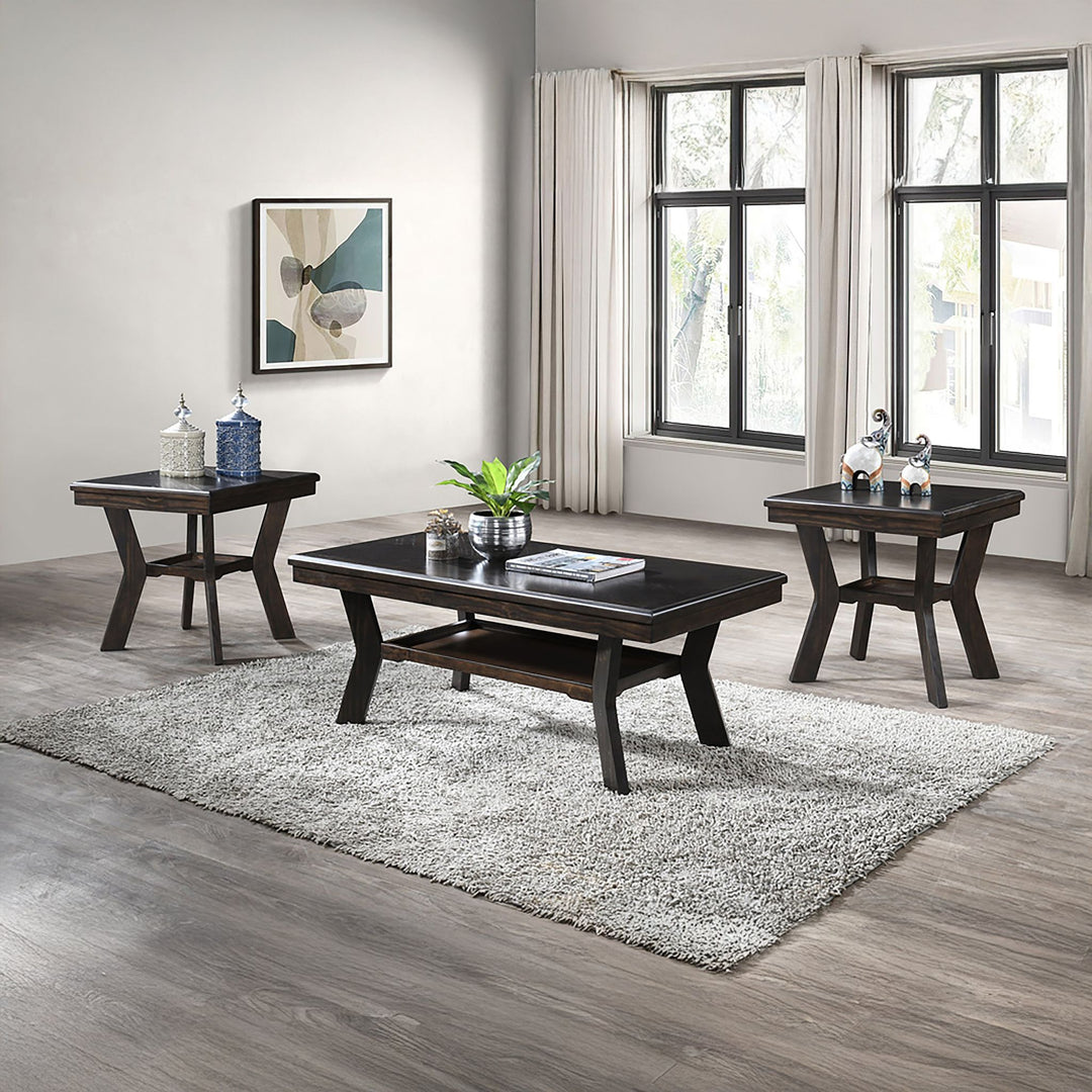 Gia 3 Piece Occasional Set- 1 Coffee & 2 End Tables-Brown