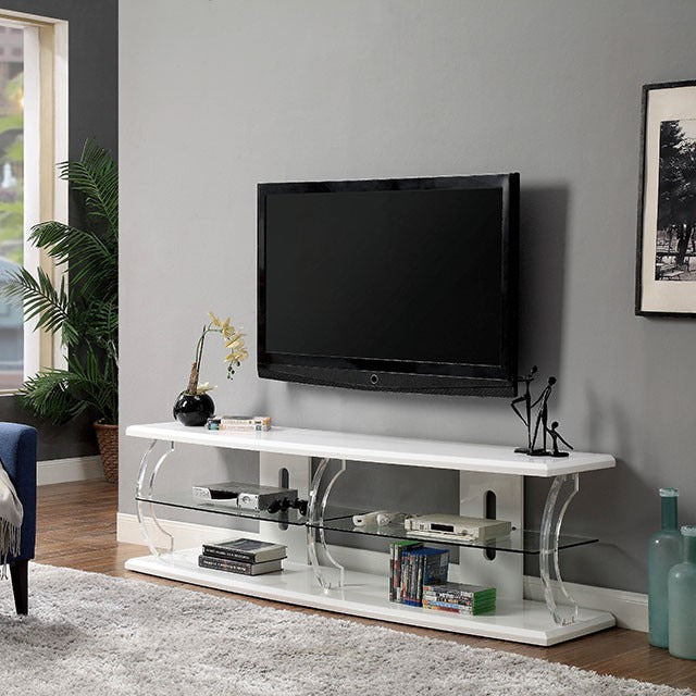Ernst 60" Tv Stand, White/Clear - view 3