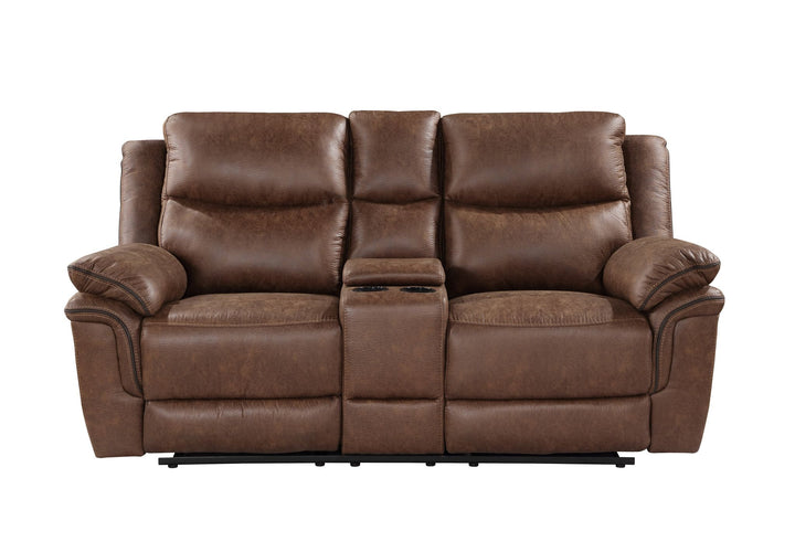 Ryland Console Loveseat W/ Dual Recliners--Brown