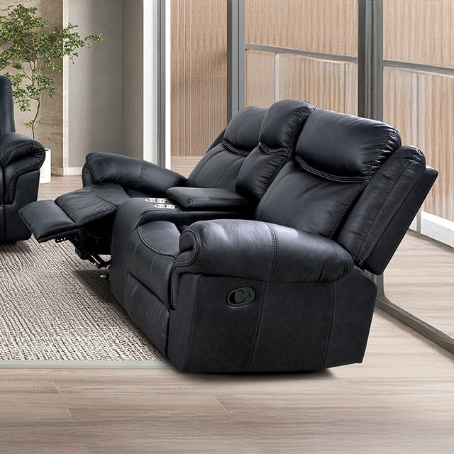 Agata Glider Recliner Loveseat, Black