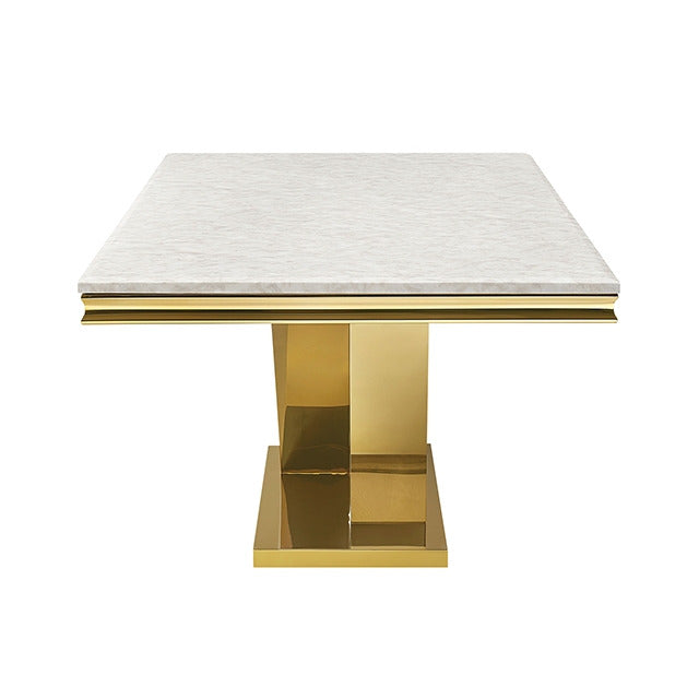 Valdevers Dining Table, Gold/White - view 2