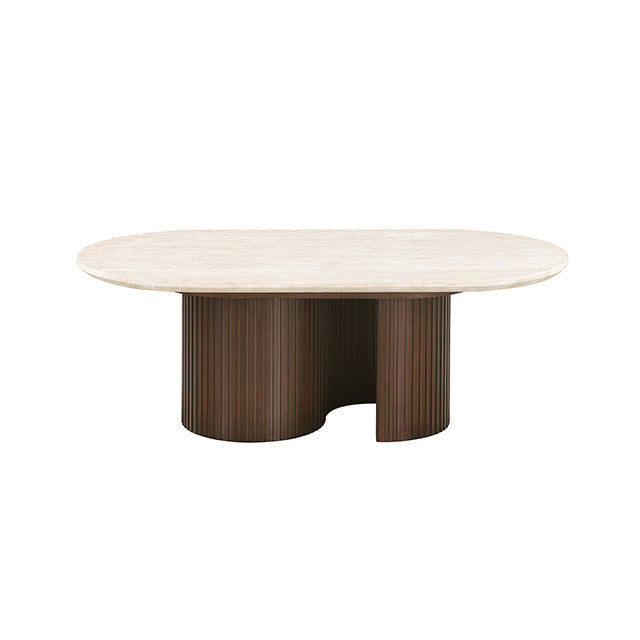 Alvik Coffee Oval Table, Light Beige/Walnut - view 4