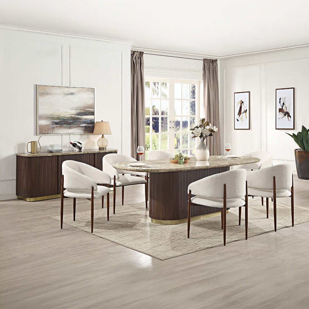 Clayten Dining Table w/Natural Marble Top – view 2