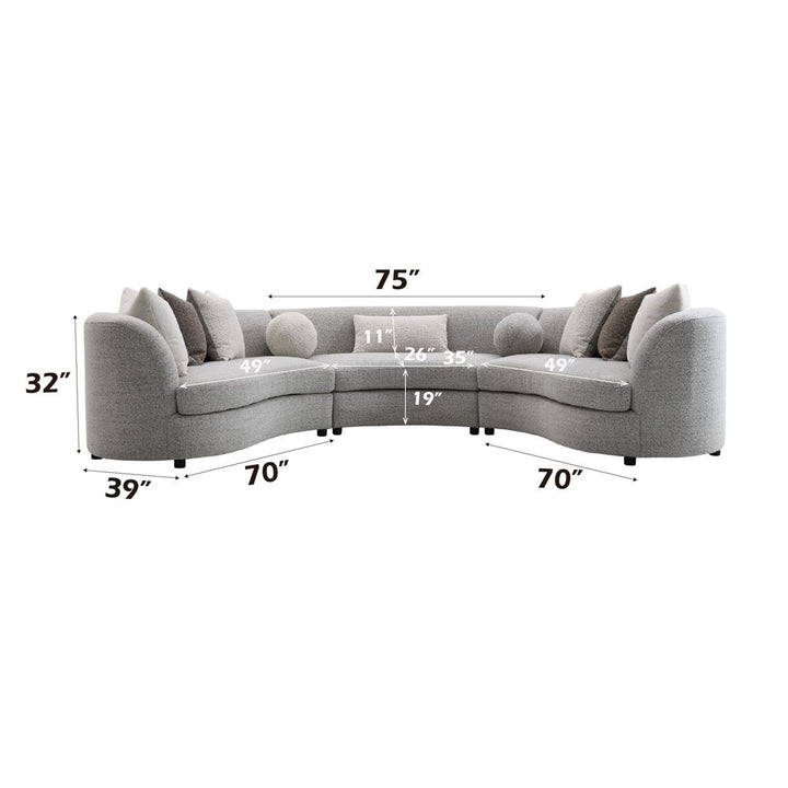 Ivria Sectional Sofa W/9 Pillows – dimensions diagram