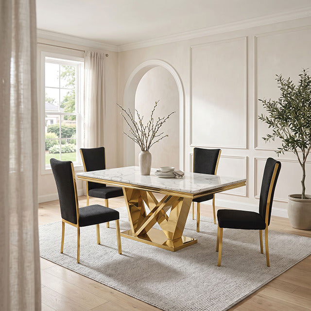 Valdevers Dining Table, Gold/White - view 4