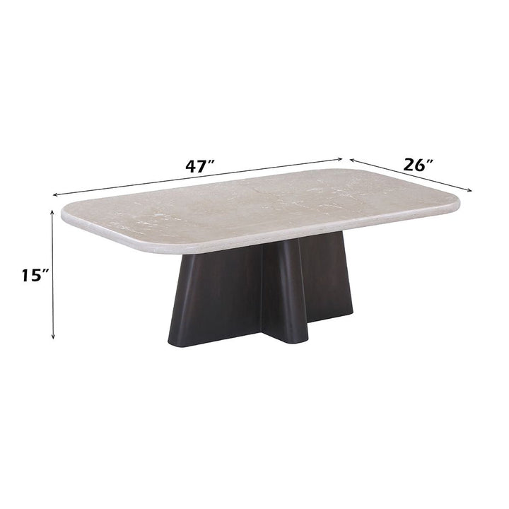 Jacory Coffee Table w/Bottocino Marble Top – dimensions diagram