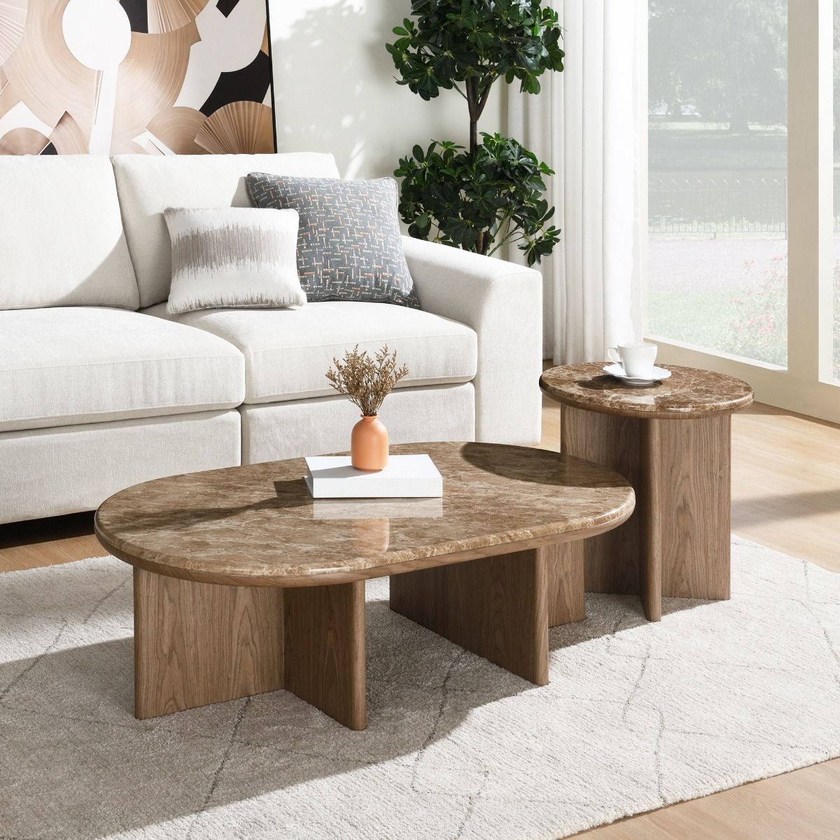 Markku End Table w/Natural Marble – view 2