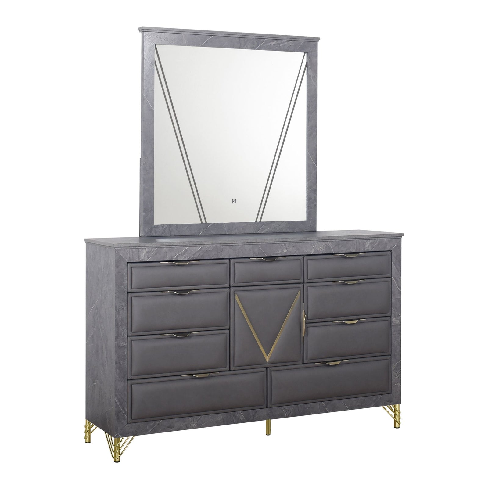 Symmetry Lighted Mirror-Charcoal