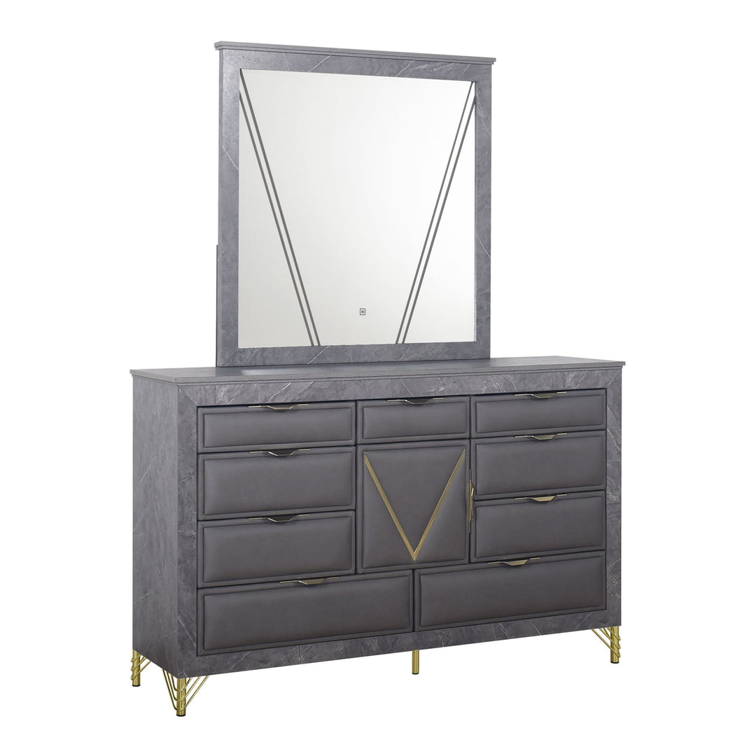 Symmetry Lighted Mirror-Charcoal