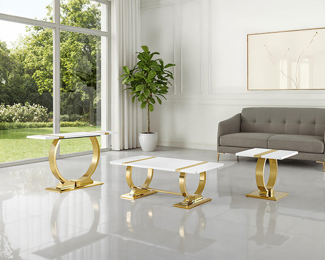 Horve Sofa Table, Gold/White - view 6