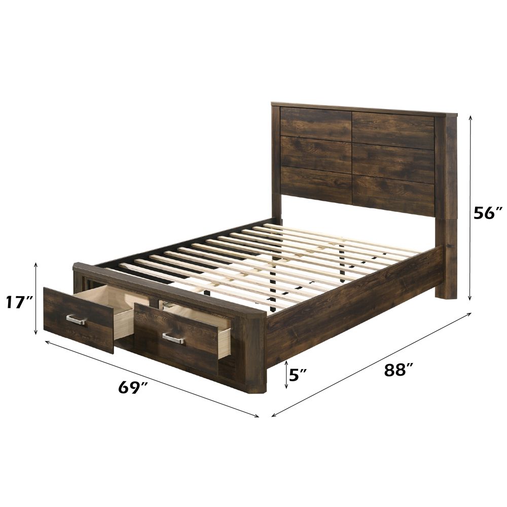 Elettra Queen Bed W/Storage – dimensions diagram
