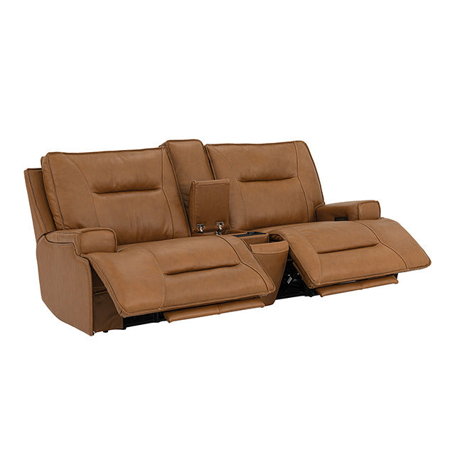 Dallas Oversized Power Loveseat, Camel Brown - view 3