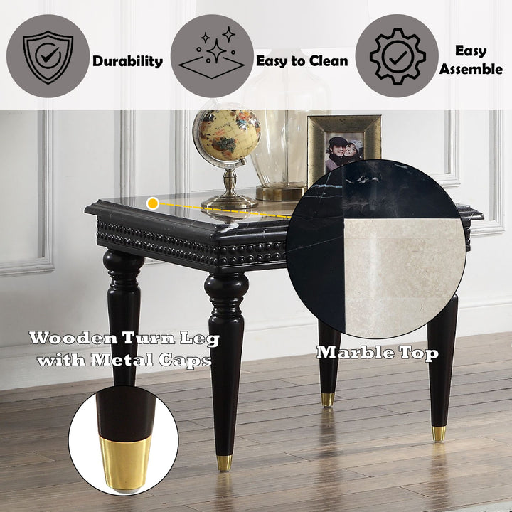 Tayden End Table W/Marble Top – features callout