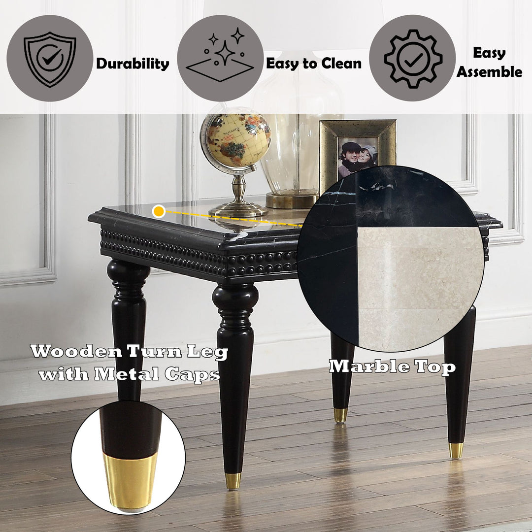 Tayden End Table W/Marble Top – features callout