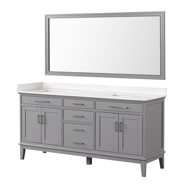 Almeria Vanity Set W/ Mirror, White/Gray - view 5
