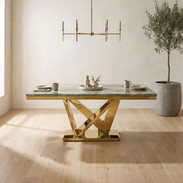 Valdevers Dining Table, Gold/Green - view 2