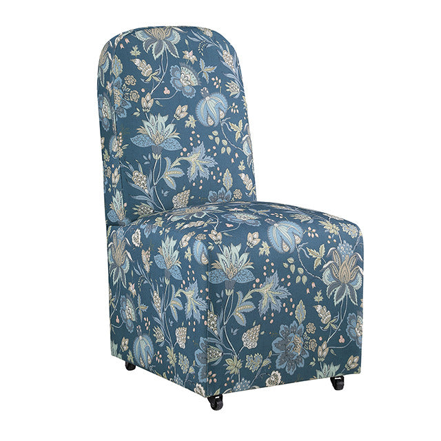 Canterbury Dining Chair, Jacobean Floral Peacock Blue