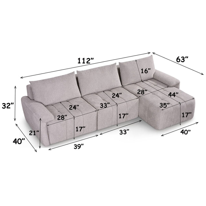 Dorcas Compressed Sectional Sofa – dimensions diagram