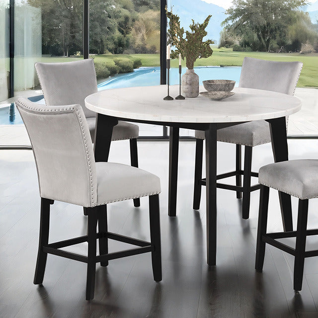 Sabro 5 Pc Counter Ht Table Set, Black/White