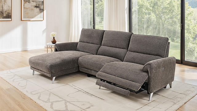 Brande Power Sectional, Left Chaise, Brown - view 2
