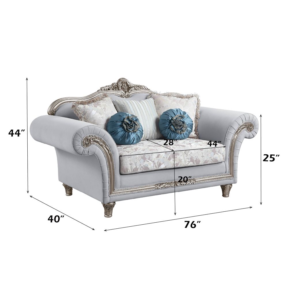 Pelumi Loveseat W/5 Pillows – dimensions diagram