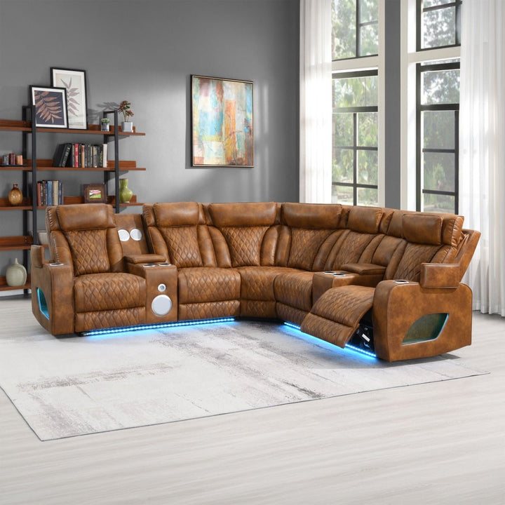 Taddeo Power Motion Sectional Sofa Set w/Power Headrest, Massage &amp; LED – view 2