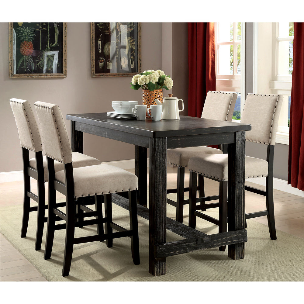 Sania 5 Pc Counter Ht Table Set, Antique Black - view 2