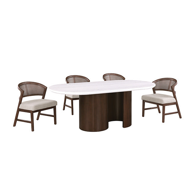 Narvik 5 Pc. Dining Table Set, White/Walnut - view 2