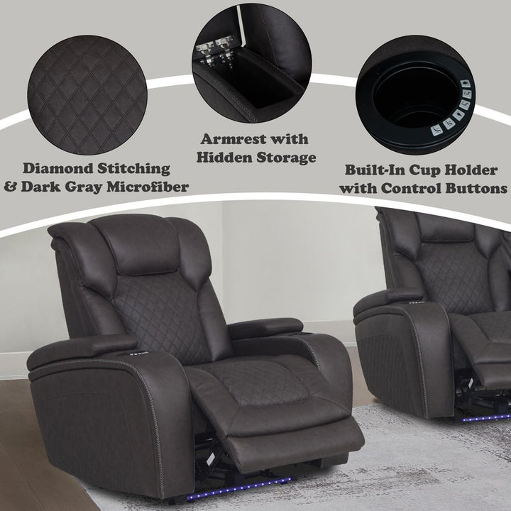 Wendell Power Motion Recliner with Storage, USB &amp; LED