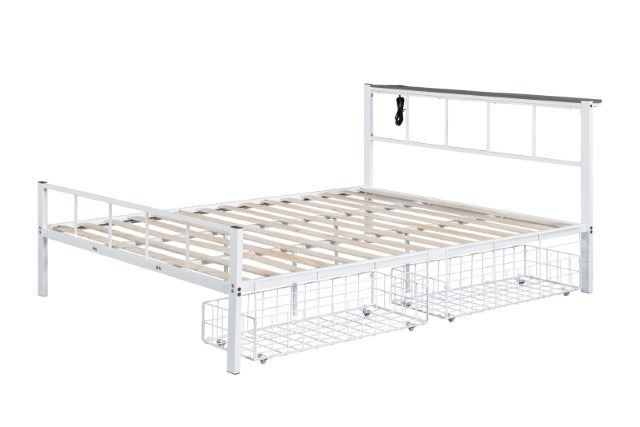 Nicoli Queen Metal Bed with Underbed Storage
