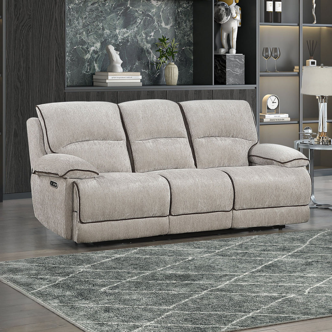 Camden Dual Reclining Sofa W/pwr Hr & Fr-Brown