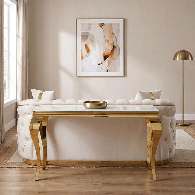 Wetzikon Sofa Table, Gold/White - view 4