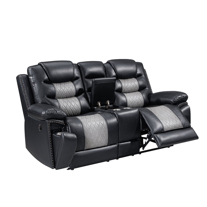 Nikko Console Loveseat W/pwr Fr-Black/gray