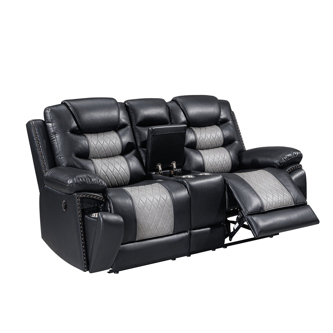 Nikko Console Loveseat W/pwr Fr-Black/gray