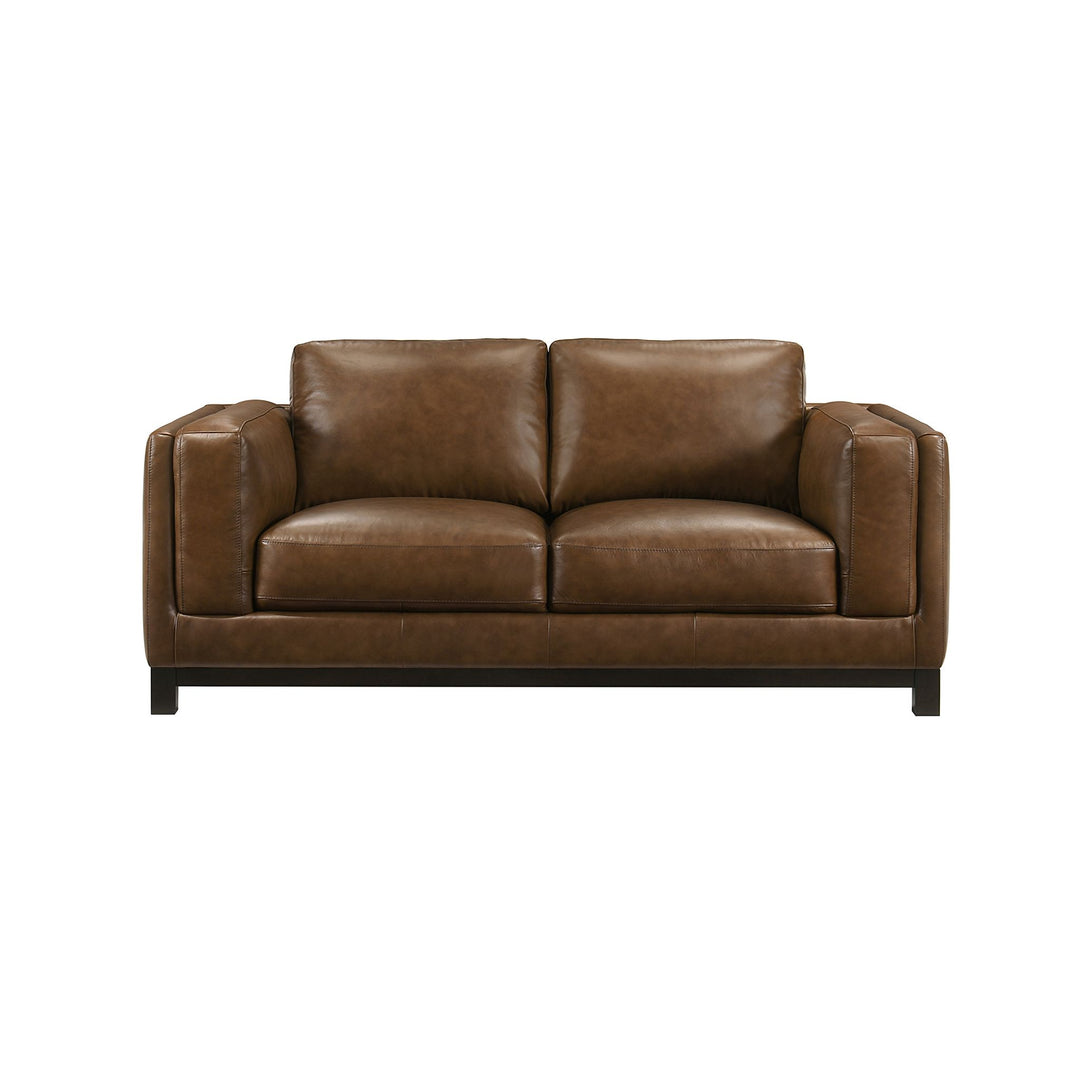 Sayer Leather Loveseat-Brown