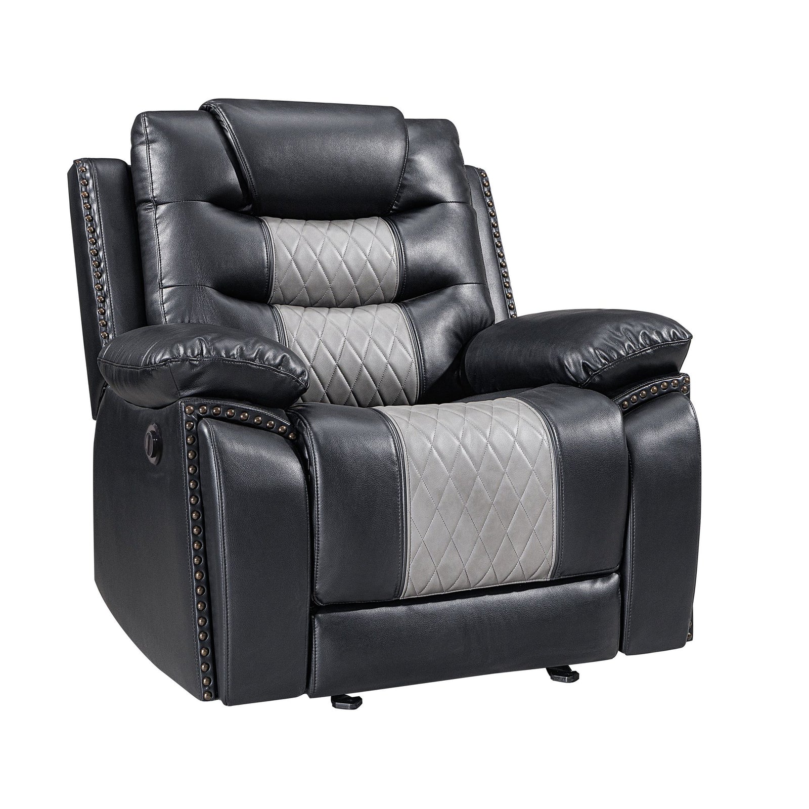 Nikko Glider Recliner W/pwr Fr-Black/gray