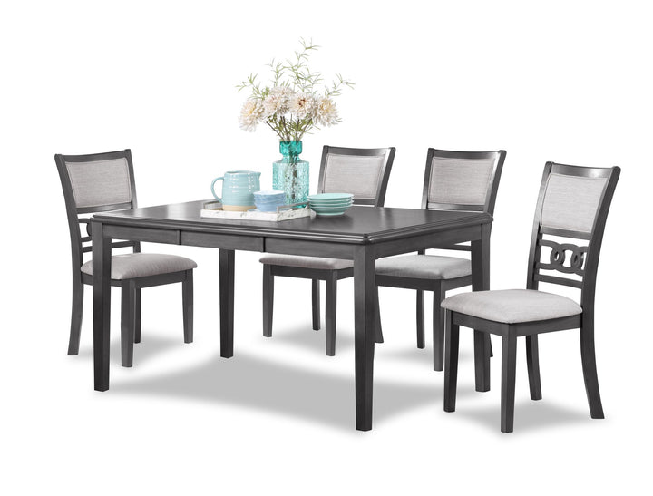 Gia 5 Pc 60" Dining Table &amp; 4 Chairs-Gray