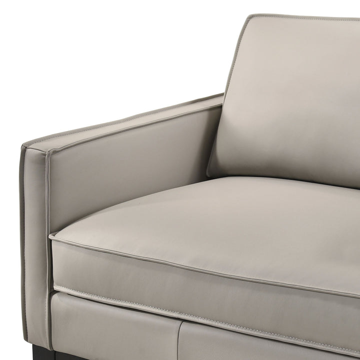 Aaron Leather Loveseat-Mist Gray