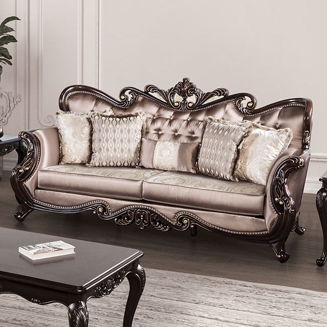 Albacete Sofa, Dark Cherry/Brown