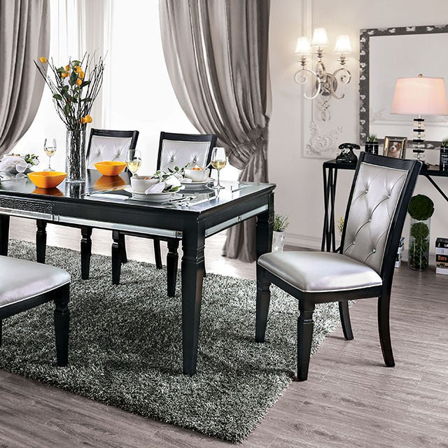 Alena Dining Table, Silver/Black
