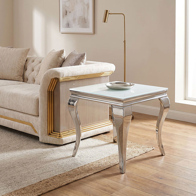 Wetzikon End Table, Silver/White - view 2