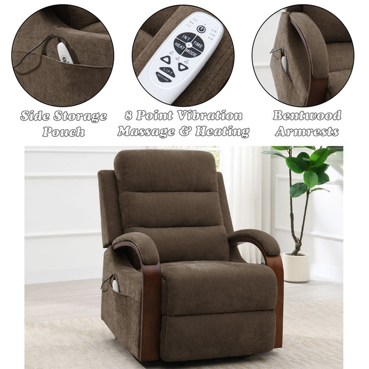 Kayla Power Recliner w/Lift &amp; Heating &amp; Massage – features callout
