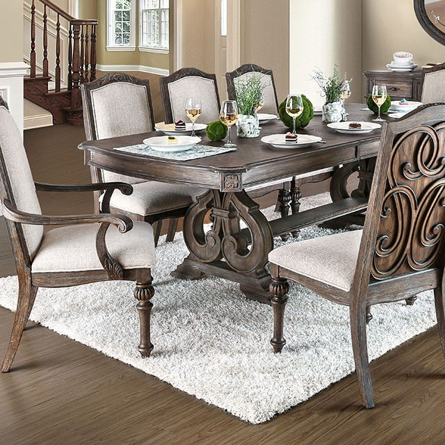 Arcadia 7 Pc Dining Table Set, Rustic Natural Tone/Ivory