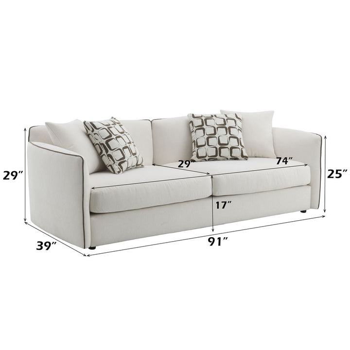 Yolanda Sofa w/4 Pillows – dimensions diagram